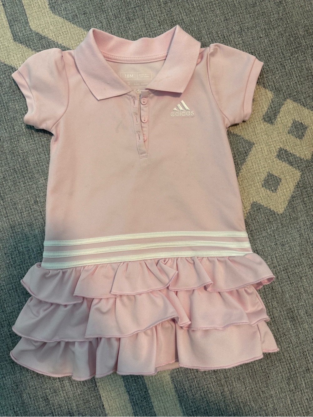 adidas Pink Toddler Polo Dress with Striped Waist 18 months